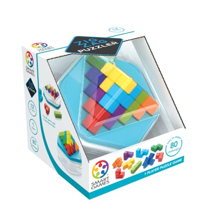 3D puzzle with 2 playing modes (zigzag or piramid). One of the hardest SmartGames available!