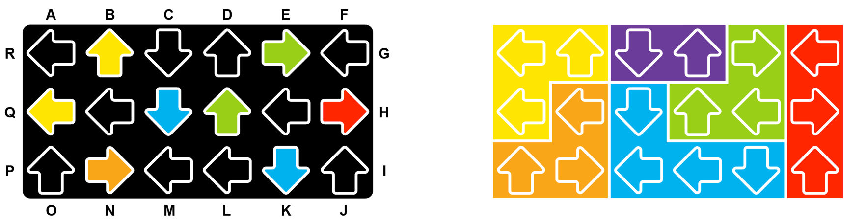 example of a starter challenge and solutions of IQ-Arrows